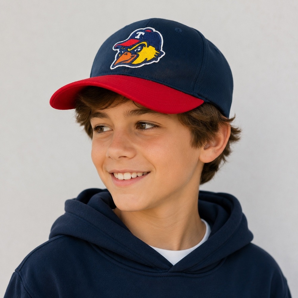 OC Sports Youth Baseball Hat Navy Blue Red Toledo Mud Hens Adjustable Mesh Cap
